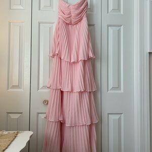 Lulu's Soft Pink Strapless Tiered Dress